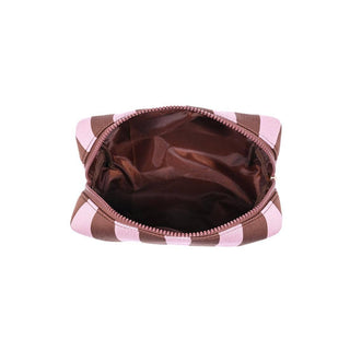 Essential Stripe Cosmetic & Travel Organizer Pouch: Pink Brown - Olive Street