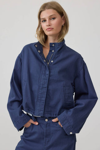 The Washed Indigo Stand Collar Jacket - Olive Street
