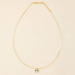 The Oval Bezel Pendant Omega Wire Necklace