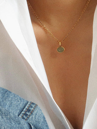 The Winslow Green Stone Pendant Chain Necklace - Olive Street