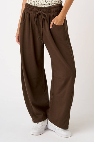 The French Terry Barrel Pant in Brown - Olive Street