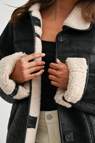 The Reversible Sherpa Faux Leather Jacket - Olive Street