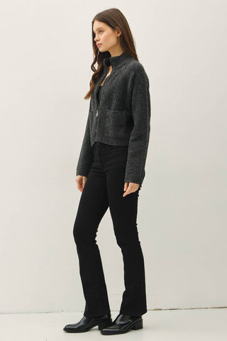 The Wool Blend Zip Sweater Jacket