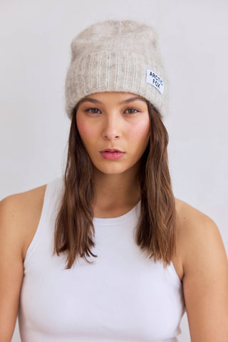 The Mohair Beanie in Alpine Ecru