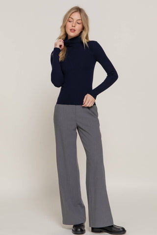 The Ribbed Crop Turtleneck in Navy