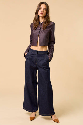 The Contrast Collar Pinstripe Cropped Jacket