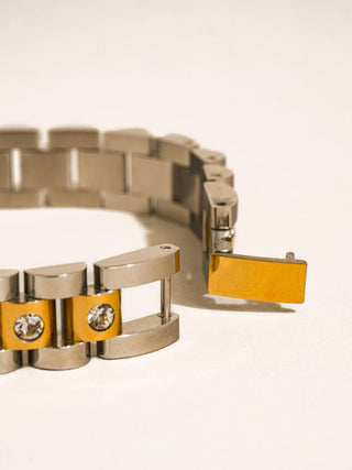The 18K Gold Non-Tarnish Encrusted Watchband Bracelet - Olive Street