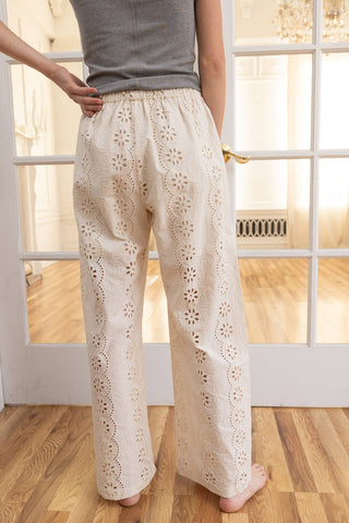 The Eyelet Embroidered Wide Leg Pant - Olive Street