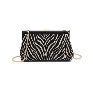 Samira - Zebra Evening Bag: Natural Black - Olive Street