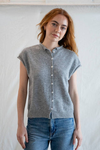 Piper Vest Cardigan: HEATHER GREY / L - Olive Street