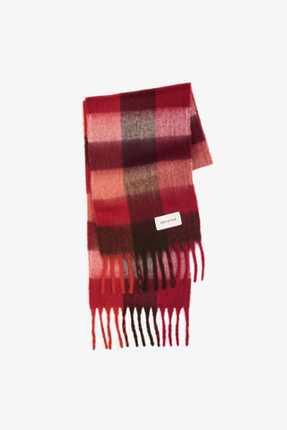 The Reykjavik Scarf - 100% Recycled in Burgundy Check