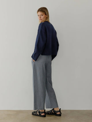The Asher Cotton Pullover Sweater in Navy