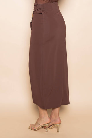 The Wrap Midi Skirt with Abstract Buckle - Olive Street