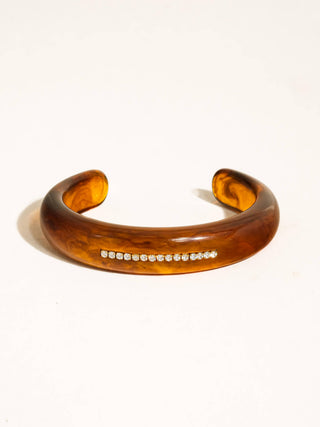 Bryony 18K Gold Non-Tarnish Amber Resin CZ Bracelet: Brown - Olive Street