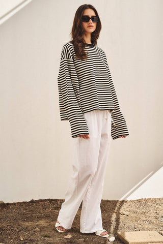 The Oversized Striped Long Sleeve - Olive Street