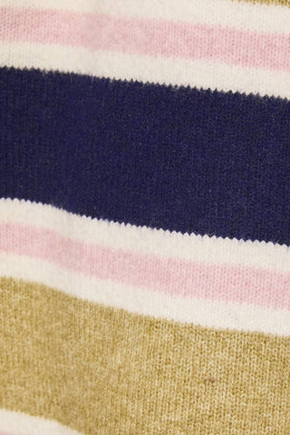 LONG SLEEVE ROUND NECK STRIPED SOFT CARDIGAN: BROWN-MULTI STRIPE / L - Olive Street