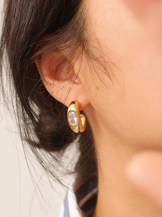 The 18K Gold Non-Tarnish Encrusted Hoop