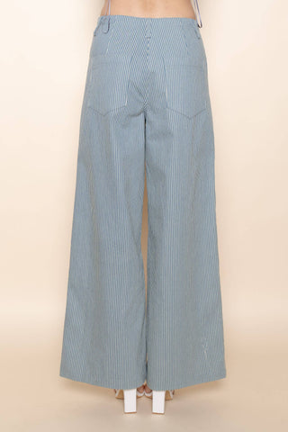 The Pinstripe Wide Leg Structured Pant - Olive Street