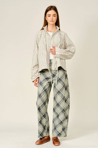 The Stripe Ruffle Hem Jacket - Olive Street