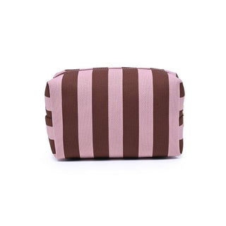 Essential Stripe Cosmetic & Travel Organizer Pouch: Pink Brown - Olive Street