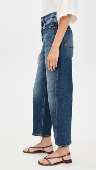 The Westward High Rise Seamed Barrel Jean in Authentic Wash