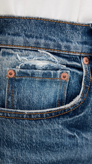 The Westward High Rise Seamed Barrel Jean in Authentic Wash