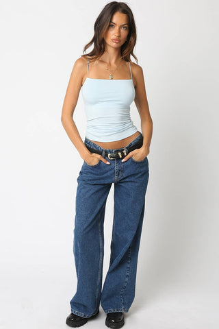 The Thin Strap Square Neck Tank in Blue - Olive Street