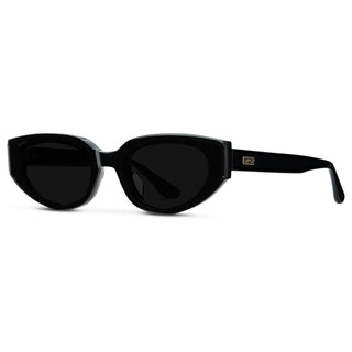 Astra – Women’s Anti-Reflective Narrow Cat-Eye Sunglasses: Black / Triple Black Lens - Olive Street