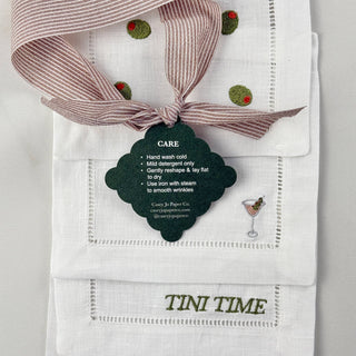 Olive Martini Embroidered Cocktail Napkin Set - Olive Street