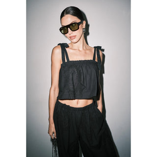 The Embroidered Tie Strap Scarf Top