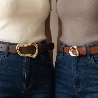 The Oval Abstract Buckle Belt in Black - Olive Street