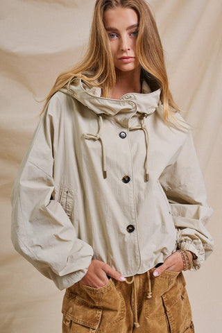 The Cropped Hooded Utility Jacket - Olive Street