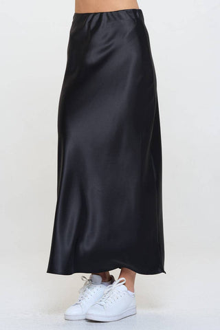 The Satin Maxi Skirt in Black