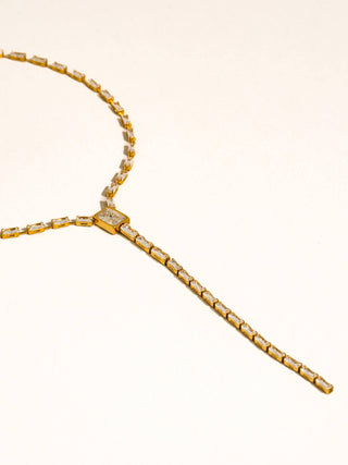 The 18K Gold Non-Tarnish CZ Lariat Necklace
