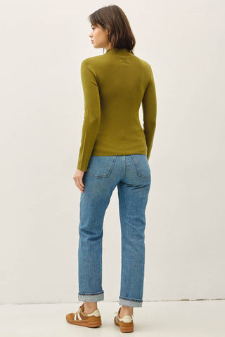 The Fine Knit Ribbed Mock Neck
