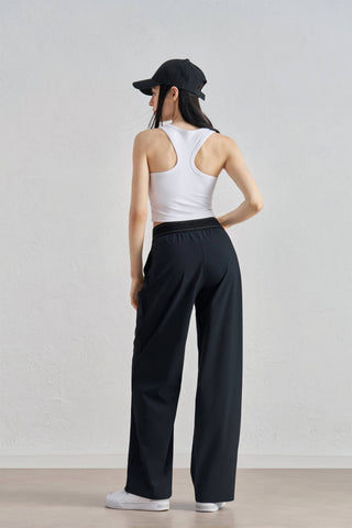 Blair Contrast Waistband  Ultra Relaxed Wide-Leg Active Pant: Black / L - Olive Street