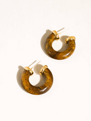 The Quinnley 18K Western Stone Hoop in Brown