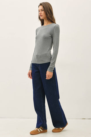 The Ribbed Super Soft Longsleeve Tee in Grey