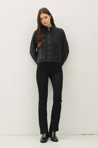 The Wool Blend Zip Sweater Jacket