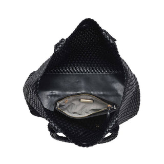 The Solana Woven Vegan Leather Tote in Black - Olive Street