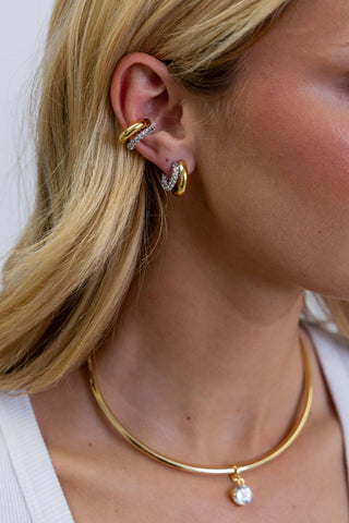 The Kendall Two Tone Pave Hoop