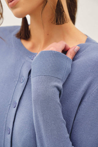 The Ultra Soft Button Cardigan Sweater in Blue