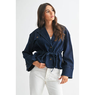 The Denim Jacket with Gathered Waist