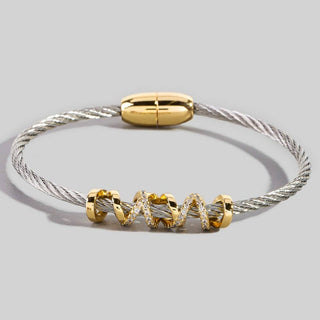 The Stainless Steel Abstract Two Tone Cuff - Olive Street