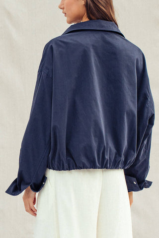 The Relaxed Stand Collar Zip Jacket - Olive Street