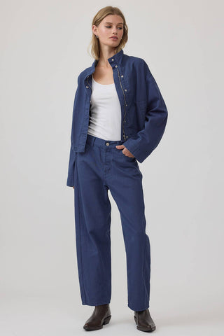 The Washed Indigo Stand Collar Jacket - Olive Street