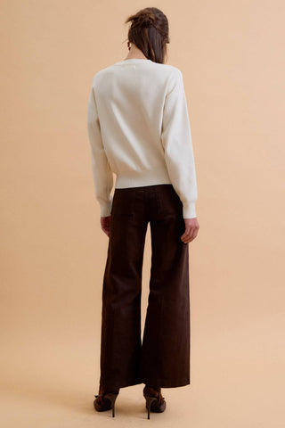 The Boyfriend Fit Crew Sweater in Cream