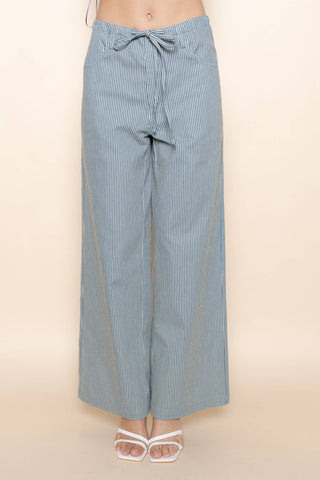 The Pinstripe Wide Leg Structured Pant - Olive Street