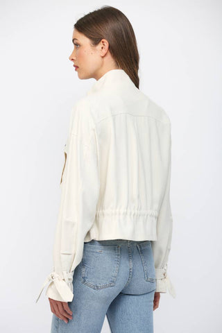 STAND COLLAR DRAWSTRING UTILITY JACKET FJ75333: ECRU / L - Olive Street