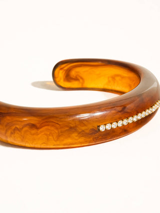 Bryony 18K Gold Non-Tarnish Amber Resin CZ Bracelet: Brown - Olive Street